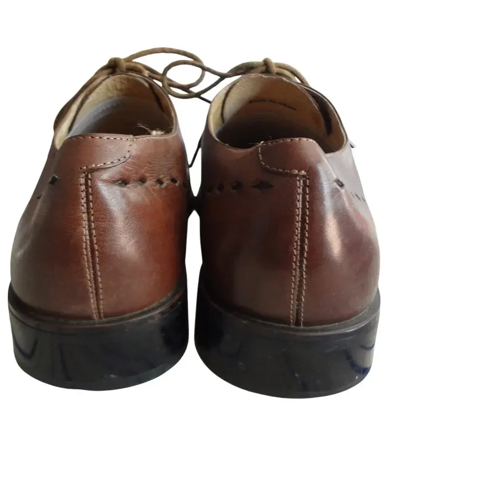 Vintage 90s Y2K Fratelli Select Brown Leather Square Toe Oxfords Brogue Mens 9